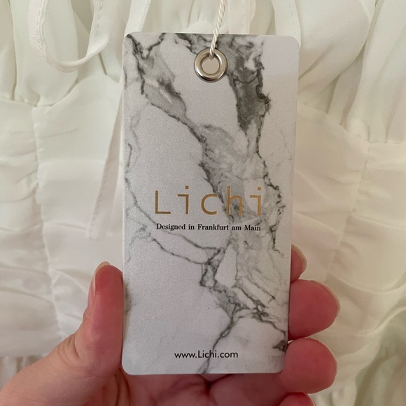 🌸 LICHI midi dress with pleated bodice and semi-transparent sleeves - Picture 15 of 17